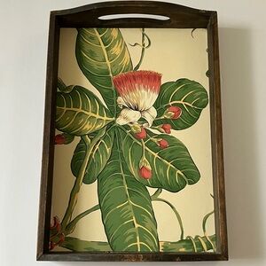 Botanical vintage floral wood tray